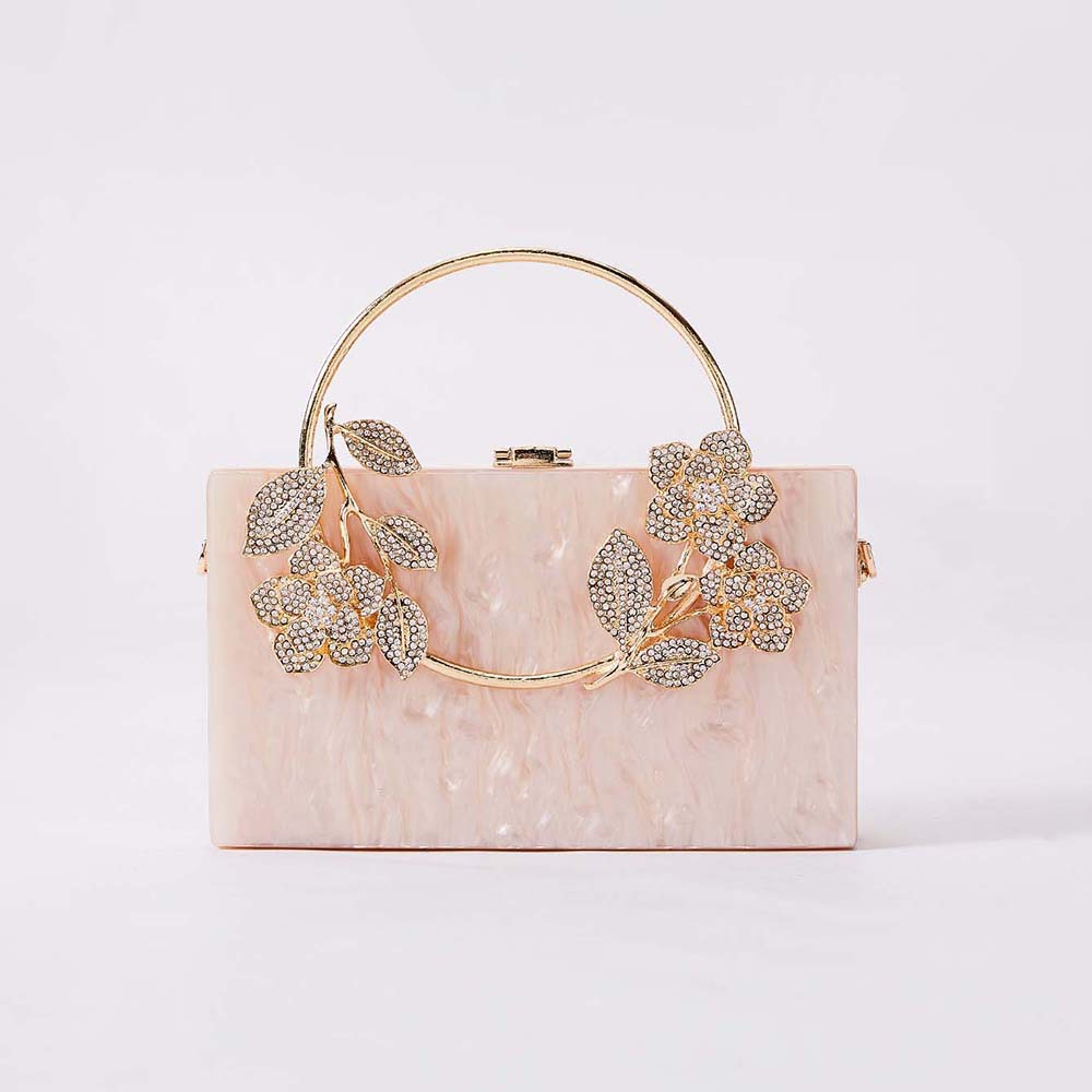 Luxury Bags News - Nieuwe dames acryl avondtasje parelmoer bloemen