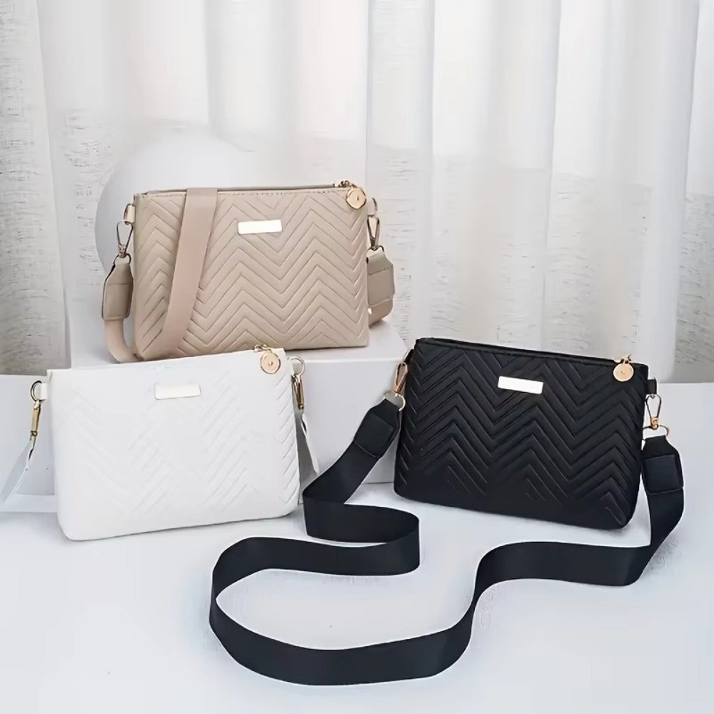 Chain Crossbody Quilted - Minimalistische gewatteerde crossbodytas met ketting PU