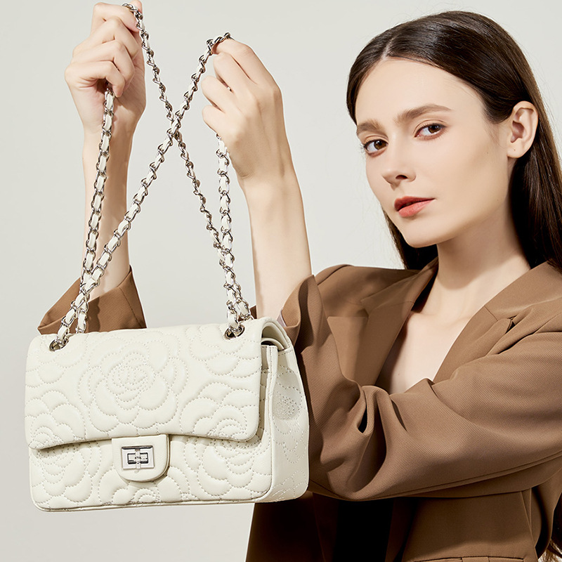 Chain Crossbody Quilted - Topgraan hoogland lamsvacht schoudertas echt leer